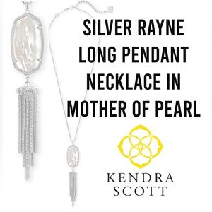KENDRA SCOTT SILVER RAYNE NECKLACE IN MOTHER OF PEARL STATEMENT LONG NECKLACE